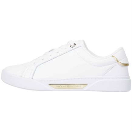 Tommy Hilfiger Women Metallic Trim Leather Court Sneakers